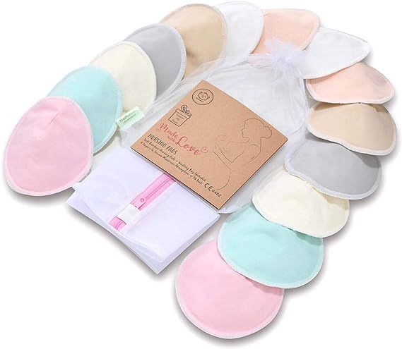 Organic Bamboo Nursing Breast Pads - 14 Washable Pads + Wash Bag - Breastfeeding Nipple Pad for M... | Amazon (CA)