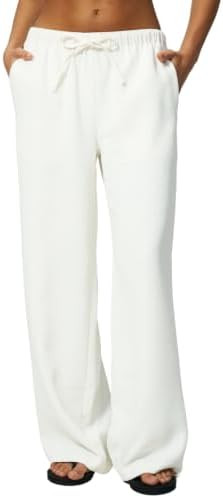 QINSEN Womens Wide Leg Palazzo Pants Wrinkle Resistant Flowy Drape Trousers | Amazon (US)