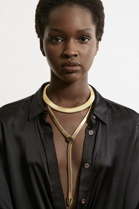Slinky Metal Multi Layered Necklace | Karen Millen UK + IE + DE + NL
