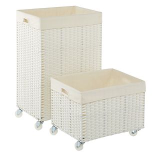 Small Montauk Rolling Laundry Cart White | The Container Store