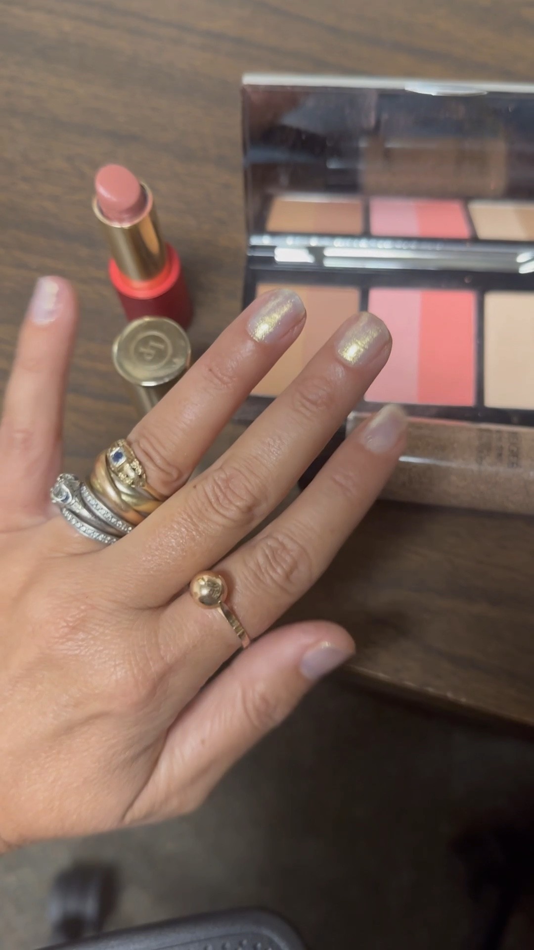 Bronzer, blush, face palette, nude lipstick, nail polish, metallic nail polish, foundation, Chanel foundation 

Today’s desk side essentials👓
Shades:
Foundation: B40
Lip: Nude Red
Polish: Snow holding back 
(hard to find but linked something v. similar)

#LTKbeauty #LTKunder50 #LTKSeasonal