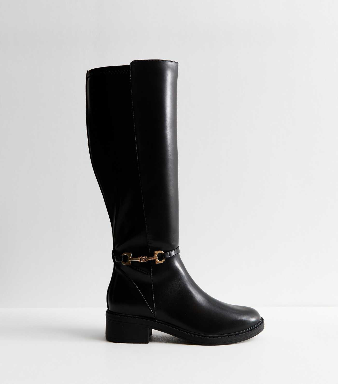 Extra Calf Fit Wide Fit Black Riding Knee High Boots | New Look | New Look (UK)