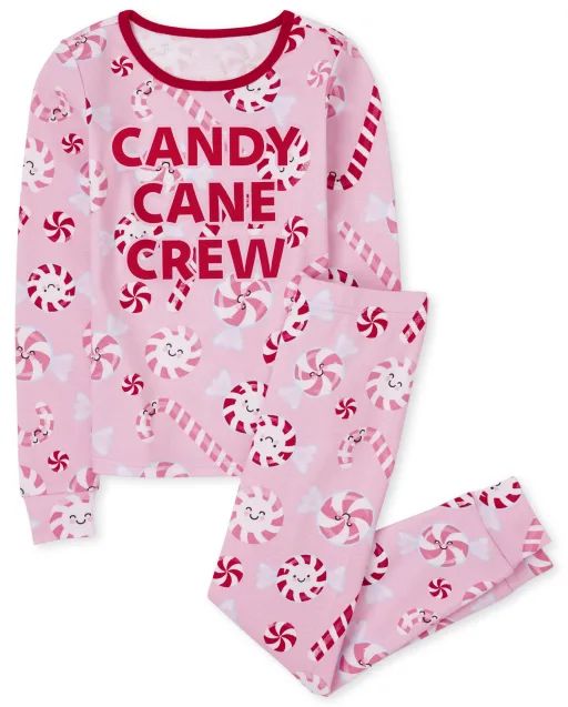 Girls Christmas Long Sleeve 'Candy Cane Crew' Snug Fit Cotton Pajamas | The Children's Place | The Children's Place