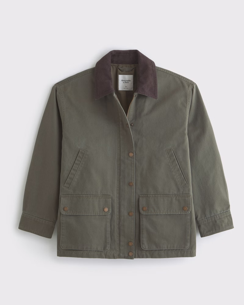Women's Mid-Length Waxed Barn Jacket | Women's Coats & Jackets | Abercrombie.com | Abercrombie & Fitch (UK)
