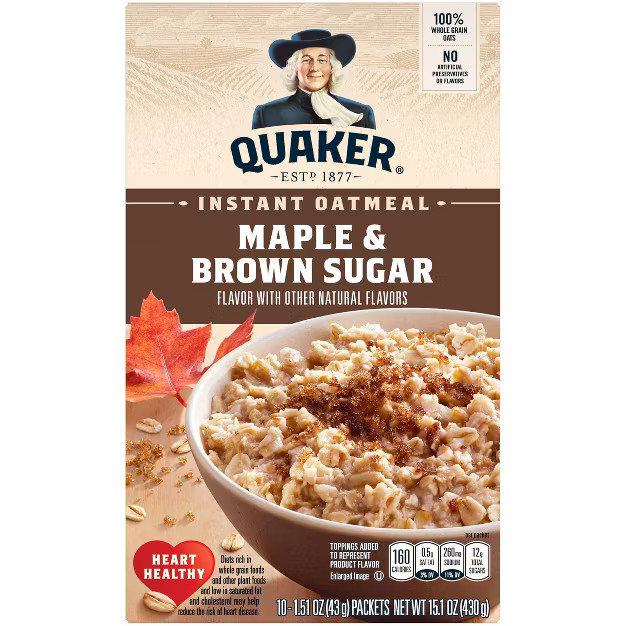 Quaker Instant Oatmeal Maple & Brown Sugar - 10ct | Target
