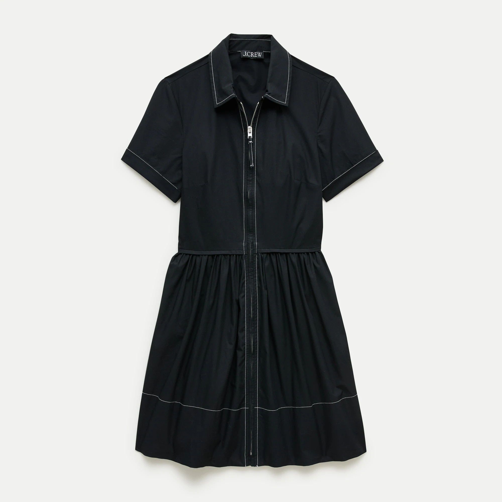 Mini zip-up shirt-dress in cotton poplin | J. Crew US