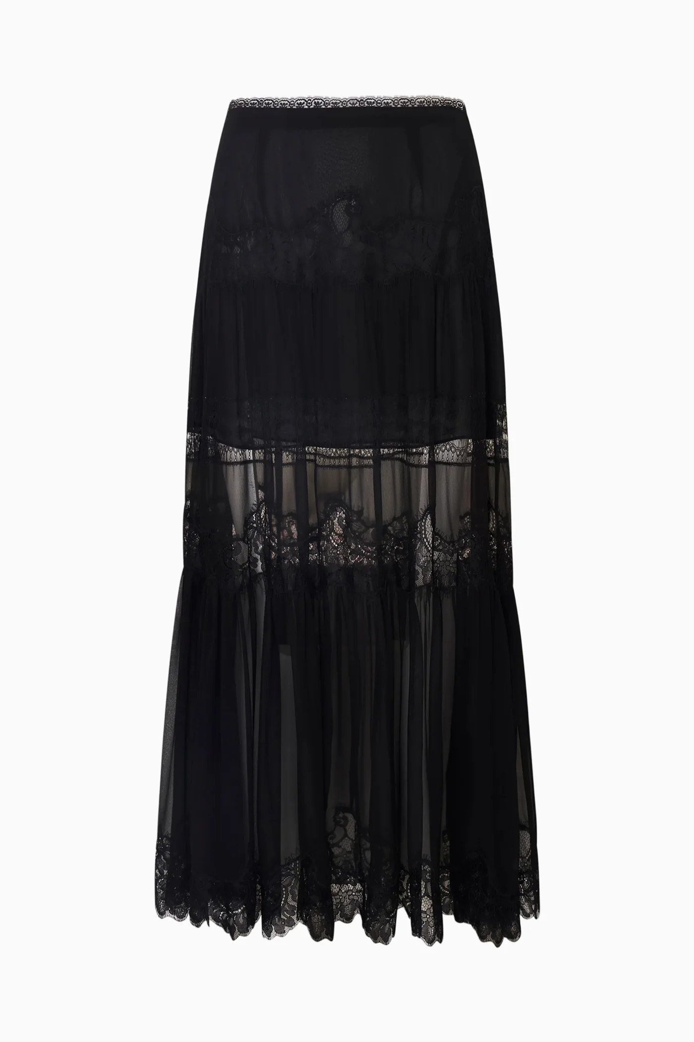 Aureline Silk Lace Pleated Maxi Skirt | LoveShackFancy