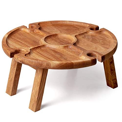 5 Sectional Round Wooden Serving Tray Platter For Wine Glasses And Cheese, Portable Wineglass Sta... | Amazon (US)