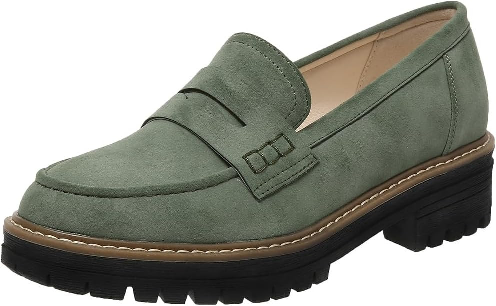Bandkos Women's Slip on Penny Loafers Shoes-Comfort Suede Platform Chunky Moccasin Shoes for Work... | Amazon (US)