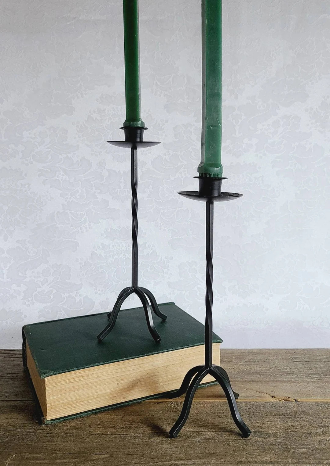 Vintage black wrought iron Ikea candle holder pair | table decor | holiday decor | brass candlest... | Etsy (US)