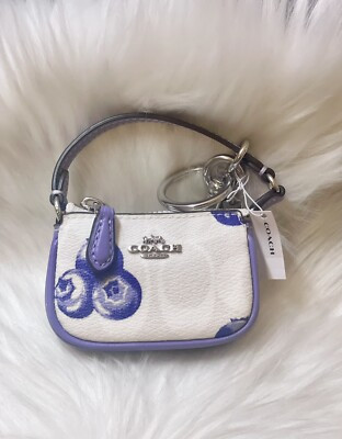 NWT Coach Mini Nolita Bag Charm In Signature Canvas With Blueberry Print CR498  | eBay | eBay US