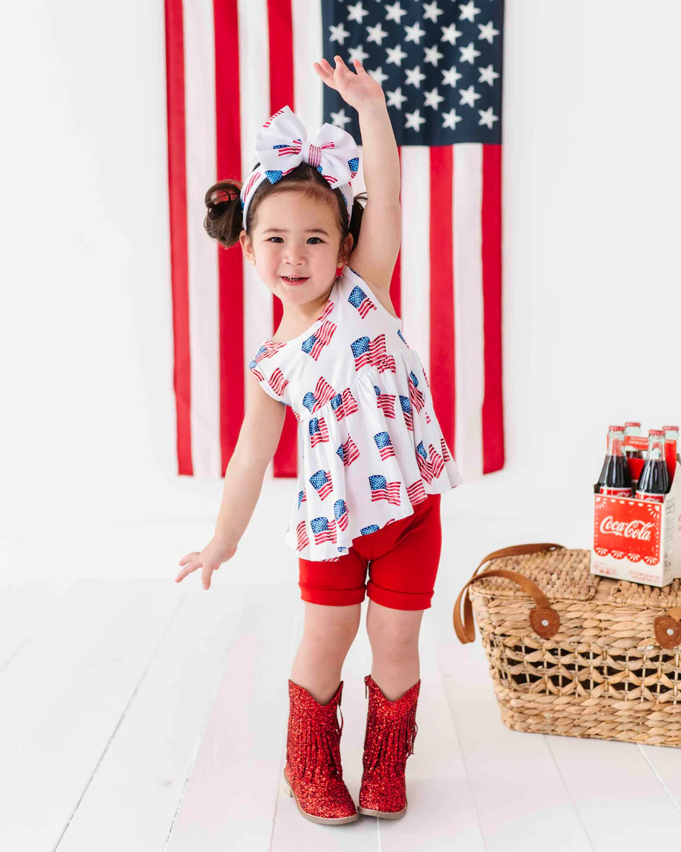 Red, White & Cute Sleeveless Peplum Top & Bottoms Set | Bums & Roses