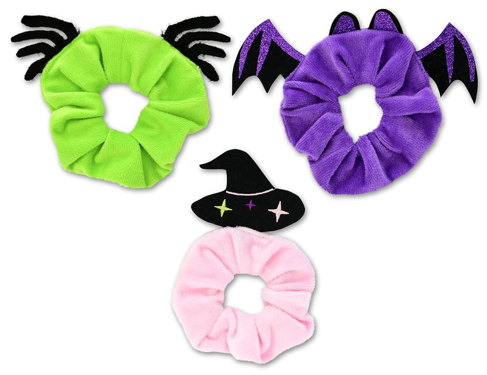 iscream Spooky Season Set of 3 Halloween Silky Soft Velour Scrunchies - Witch, Spider & Bat | Amazon (US)