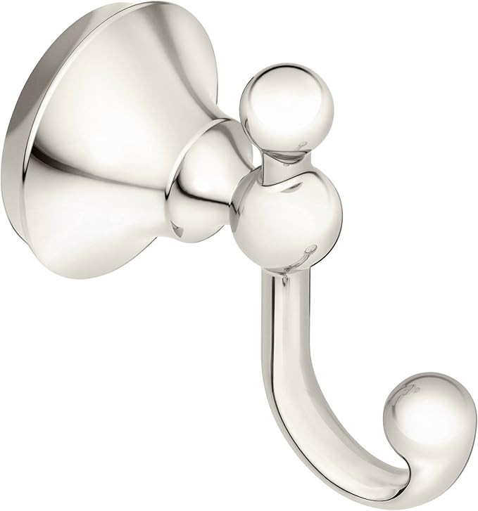 Moen YB5203NL Bath Hardware Double Robe Hook, Polished Nickel | Amazon (US)