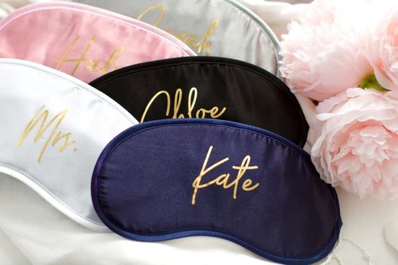 Custom Name Sleep Mask, Personalized Eye Mask, Bridesmaid Gift Silky Satin Mask, Wedding Gift Bri... | Etsy (US)