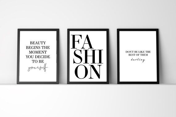 Fashion Quotes, Wall Print, Set of 3, Designer Inspired, Home Décor Wall Art, Gift, Bedroom Prin... | Etsy (US)