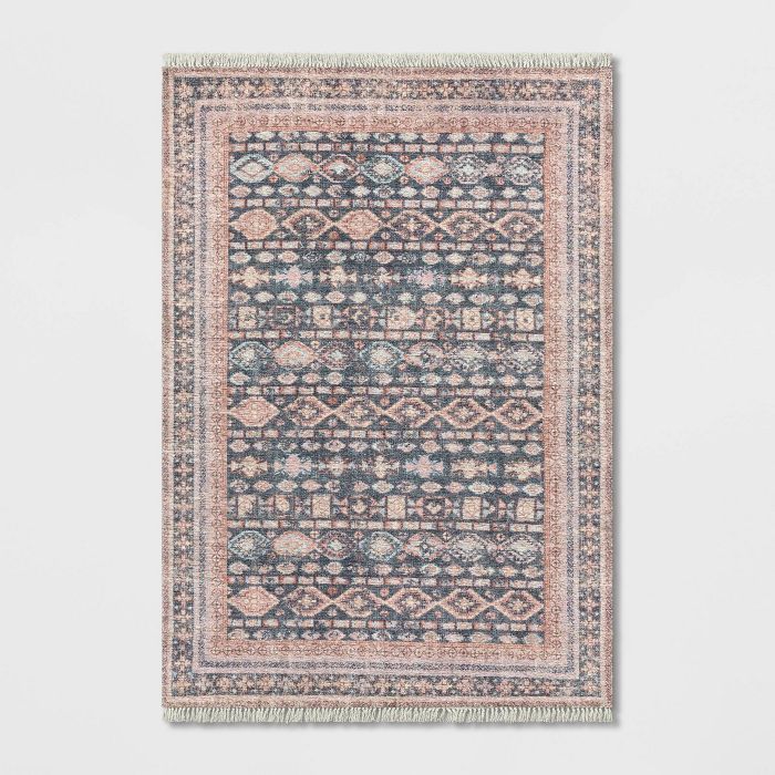 Alexandra Floral Printed Border Persian Rug Blush - Opalhouse™ | Target