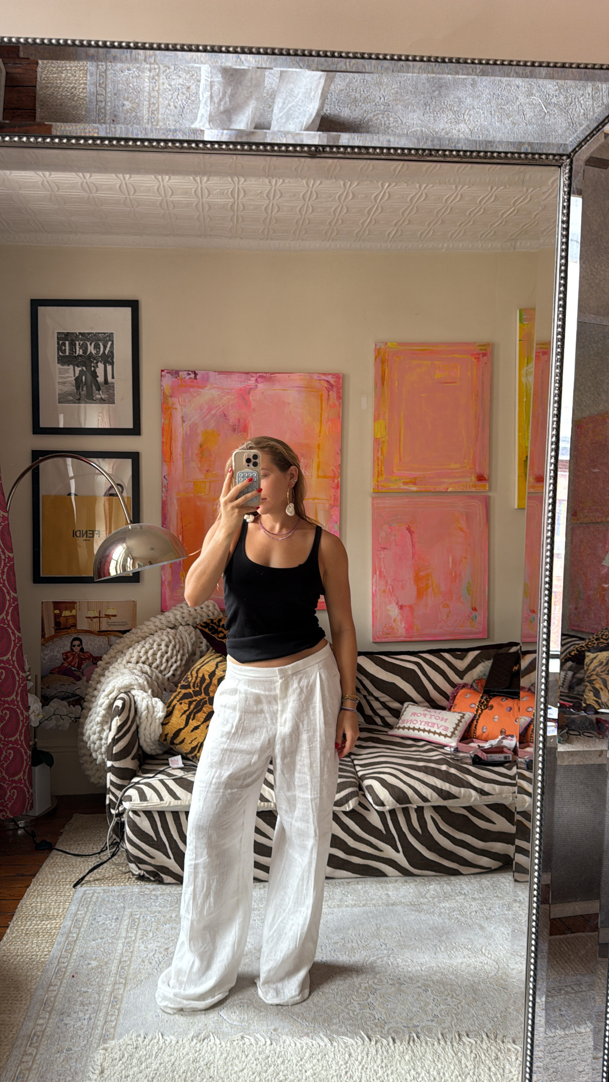 Simple and chic summer outfit idea with a dreamy statement earring! Tank is a small, pants are size 6 

 #LTKSummerEdit #LTKStyleTip