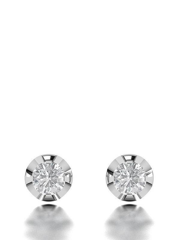 Love DIAMOND 9ct White Gold 0.16ct Diamond Stud Earring | Very (UK)