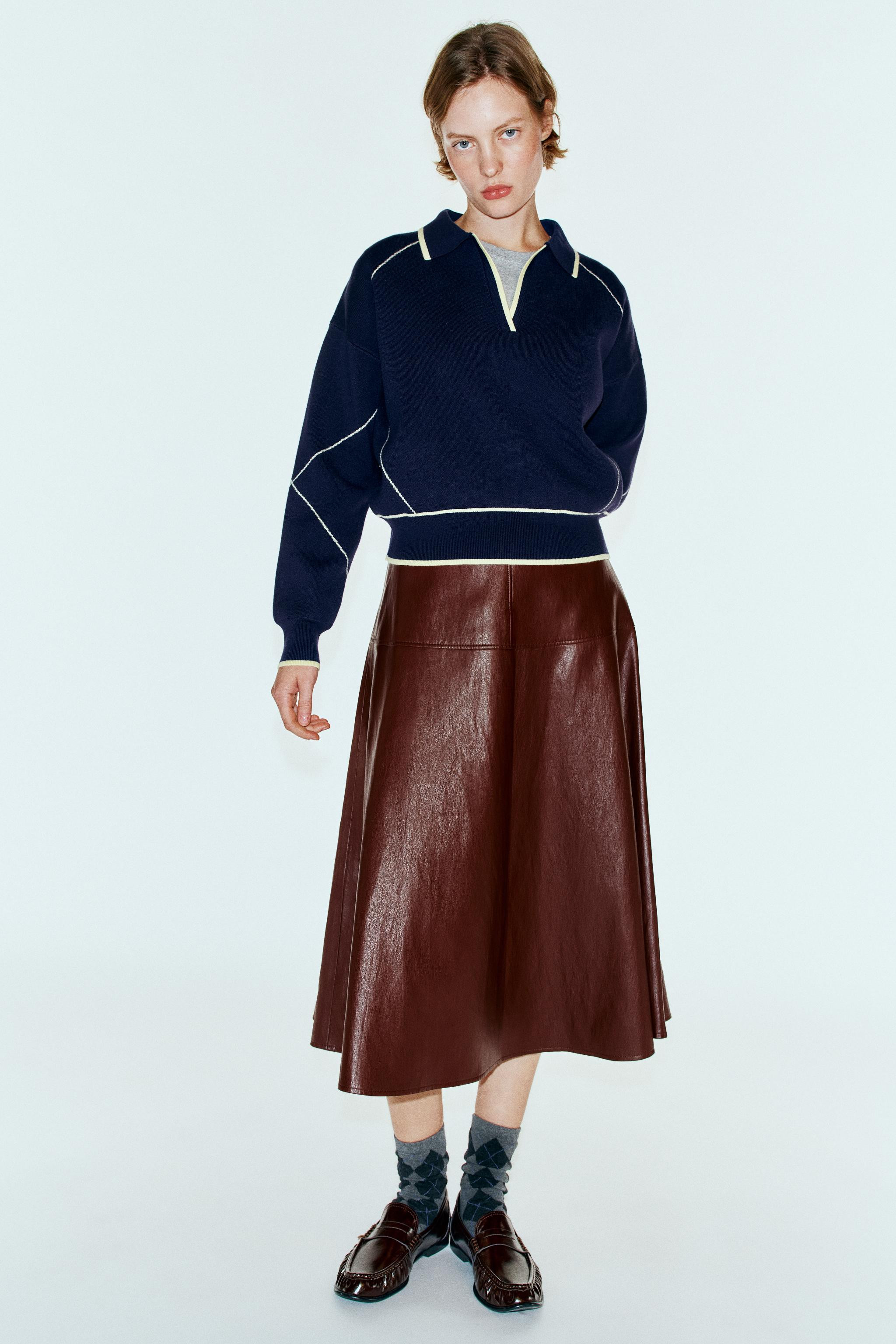 CONTRAST TRIM KNIT POLO SWEATER | Zara US