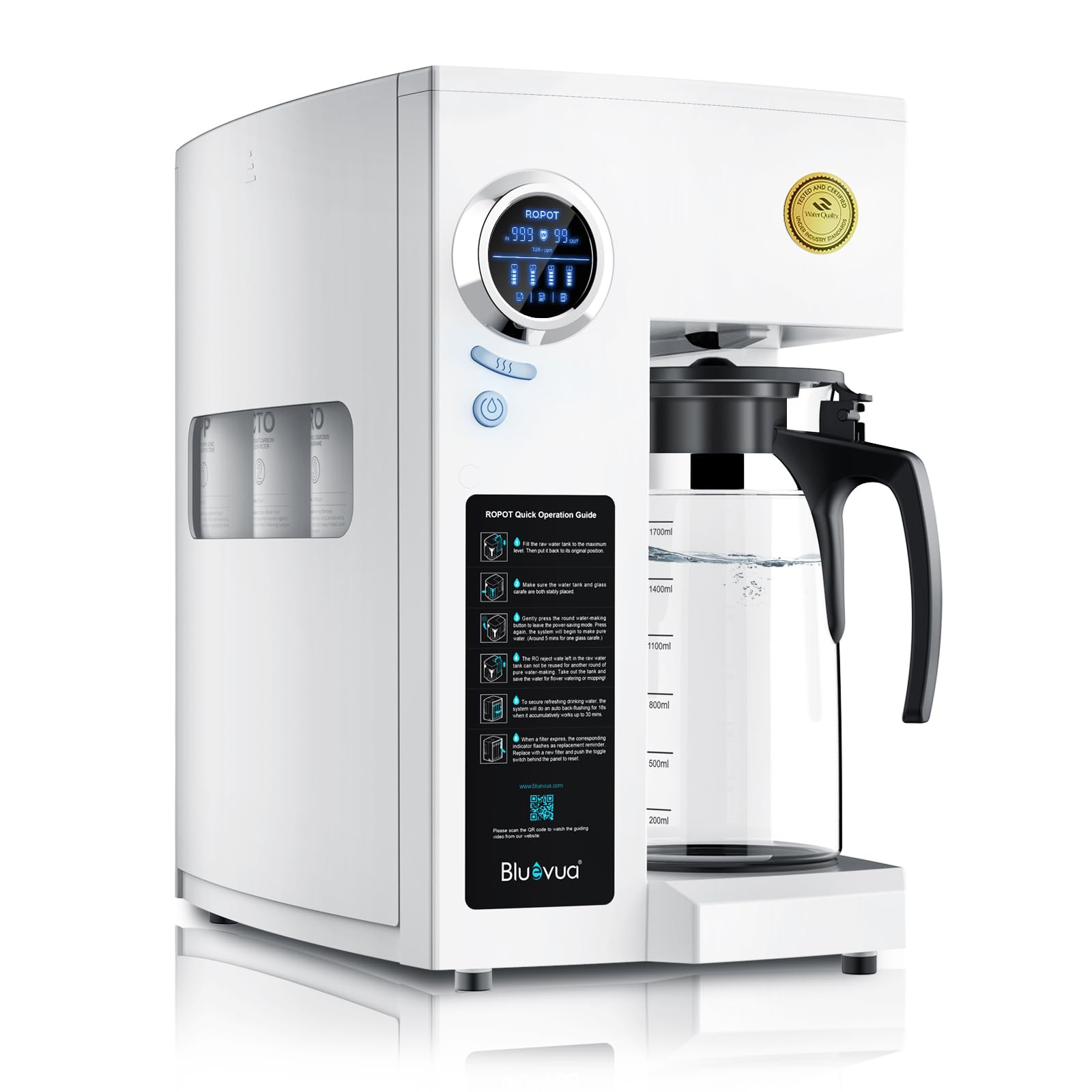 Bluevua RO100ROPOT-UV Reverse Osmosis System Countertop Water Filter - 6 Stage Purification with ... | Amazon (US)