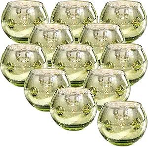 12 PCS Green Votive Candle Holders- Mercury Glass Candle Holders for Sage Green Wedding Decor, Gr... | Amazon (US)