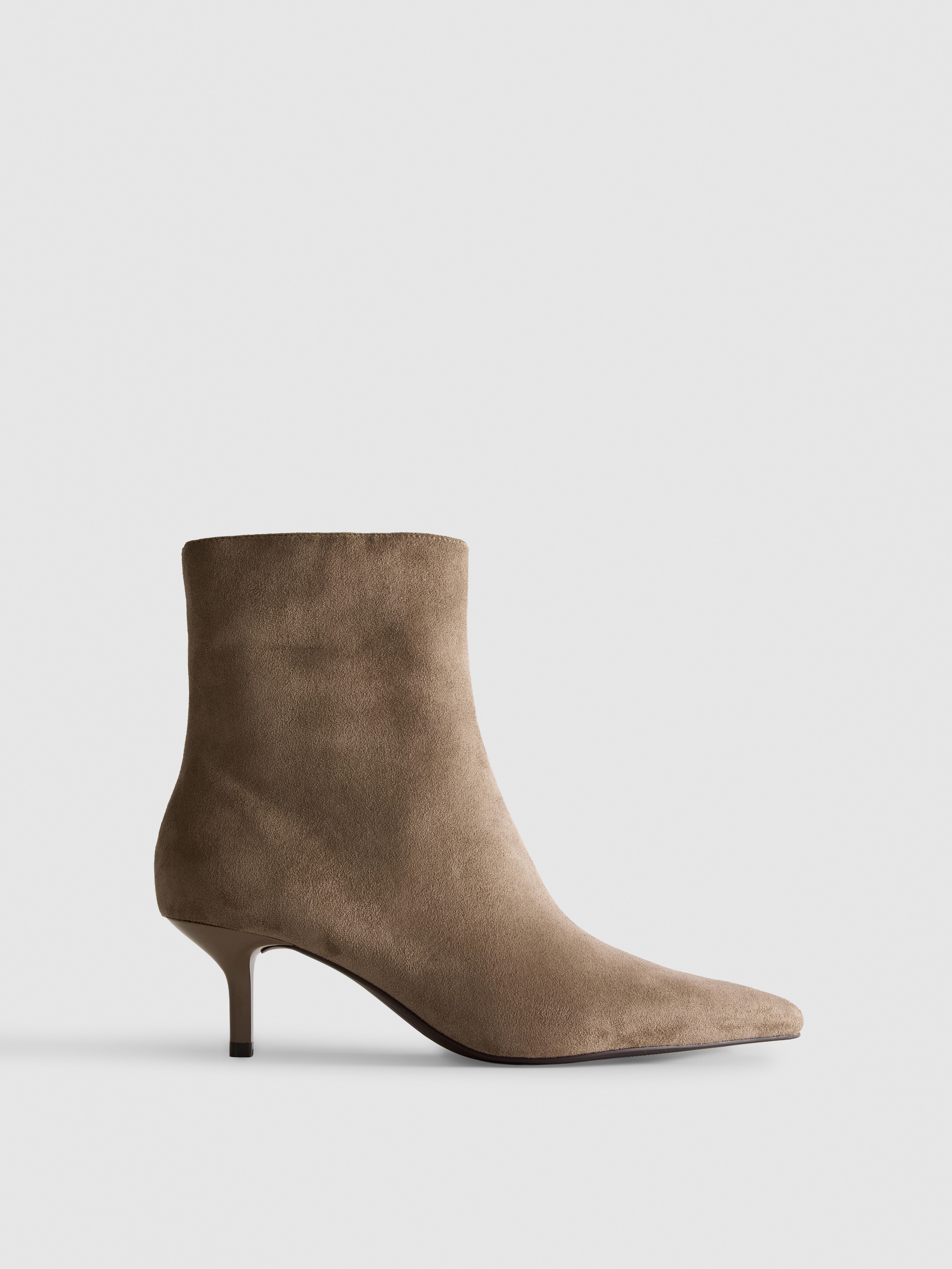 Faux Suede Pointed Kitten Heel Ankle Boots | Primark UK
