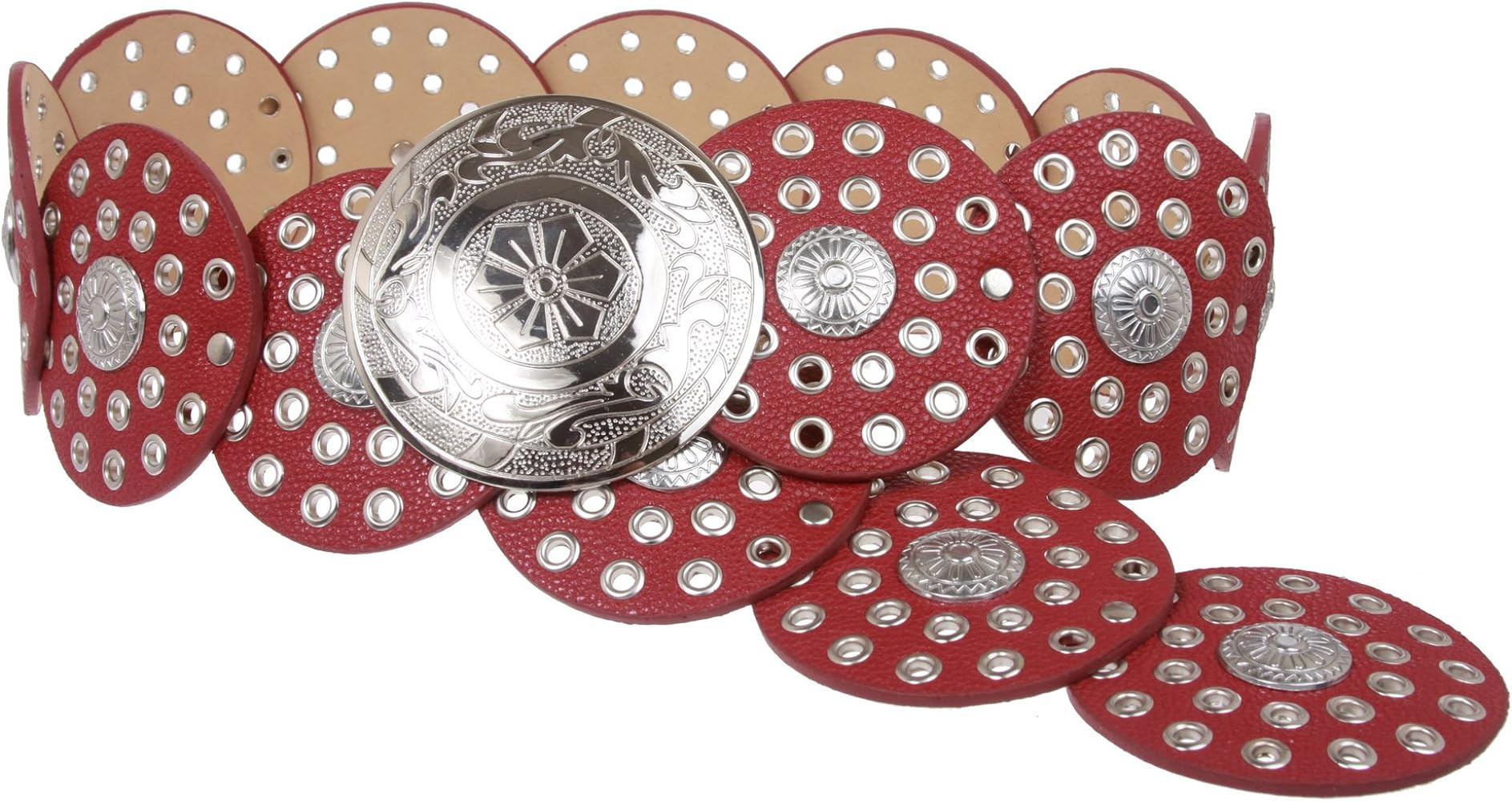 Women's 3 1/2" (90 mm) Wide Boho Disc Concho Leather Belt | Amazon (US)