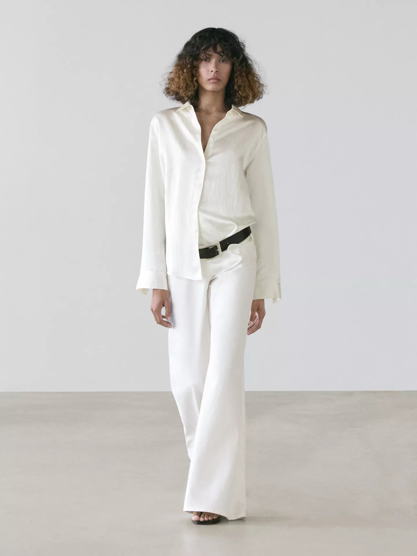 Flowing satin shirt | Massimo Dutti UK