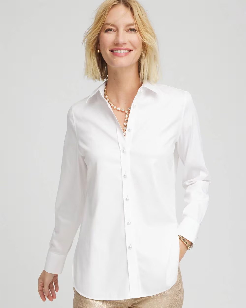 No Iron™ Pearl-Button Stretch Shirt | Chico's