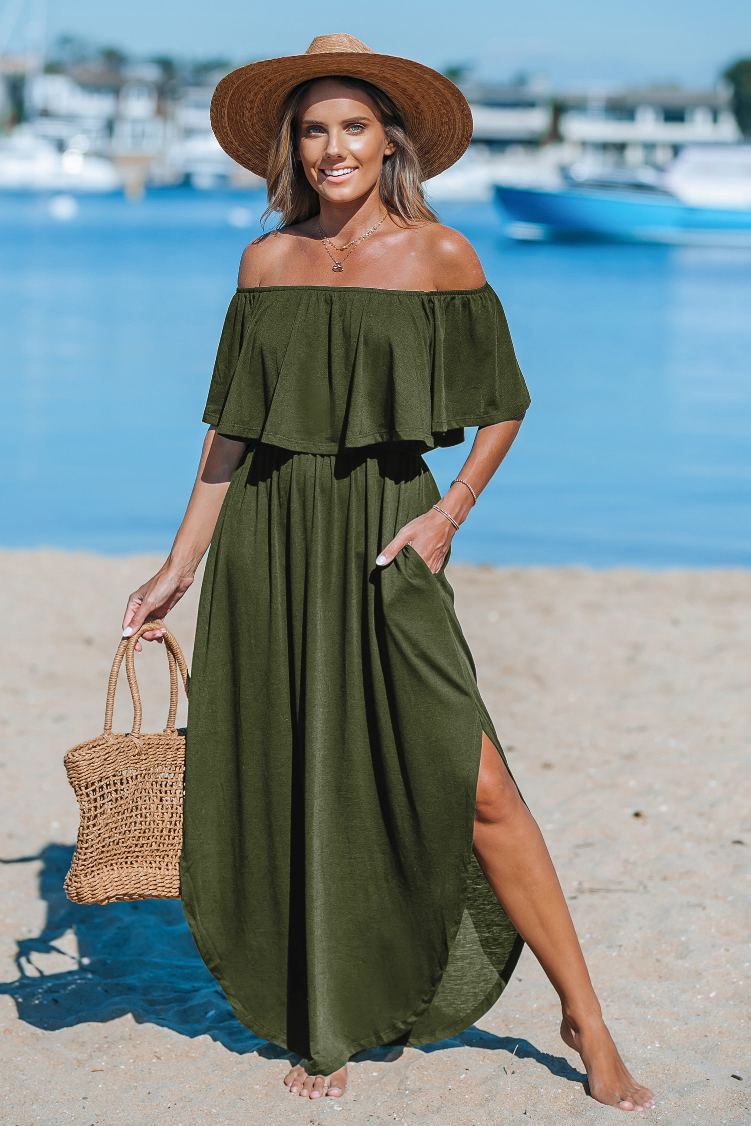 NewSwept Away Olive Maxi Dress | Cupshe US