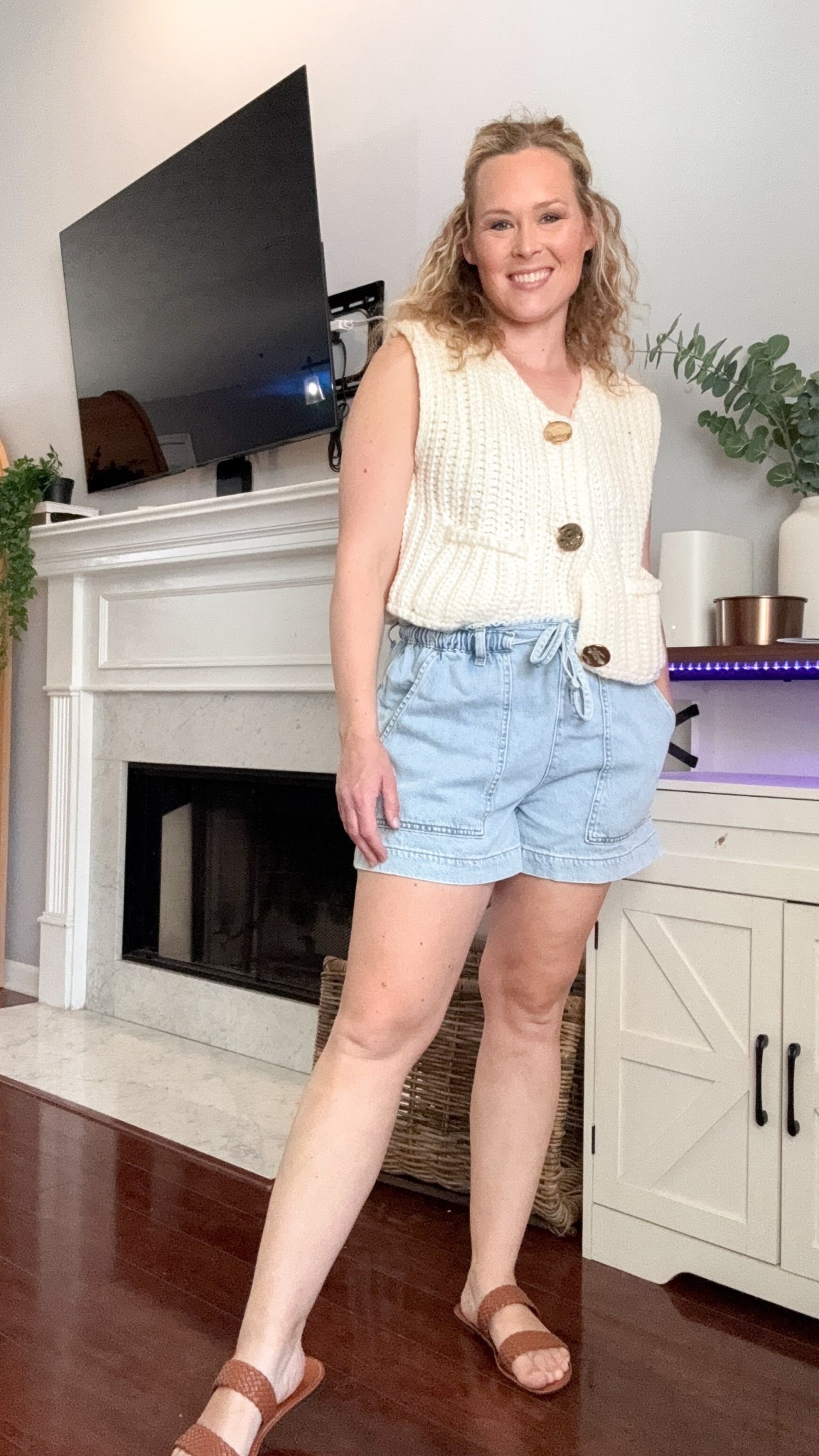 Simple, breathable, and perfect for warmer days. A good knit tank + casual shorts combo is one of those outfits you’ll reach for on repeat. I am wearing a size large in shorts, 7.5 in sandals, and medium tank.

#LTKstyle #summeroutfit #casuallooks #momstyle #wardrobebasics

#LTKMidsize #LTKmomlife #LTKootd