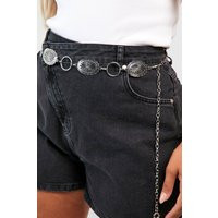 Womens Plus Silver Chain Circle Belt - Grey - One Size, Grey | Boohoo.com (UK & IE)