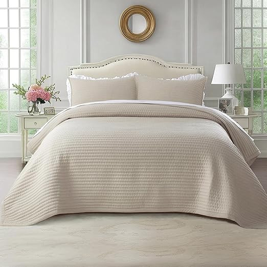 KASENTEX King Quilt Set 104"x90" – Soft Washed 3-Layer Lightweight Bedspread, Minimalist Nordic... | Amazon (US)