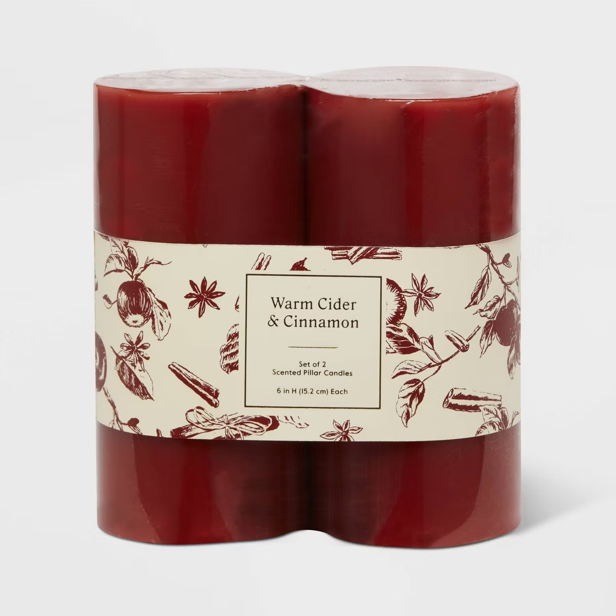 2pk Pillars Warm Cider & Cinnamon Red - Threshold™ | Target
