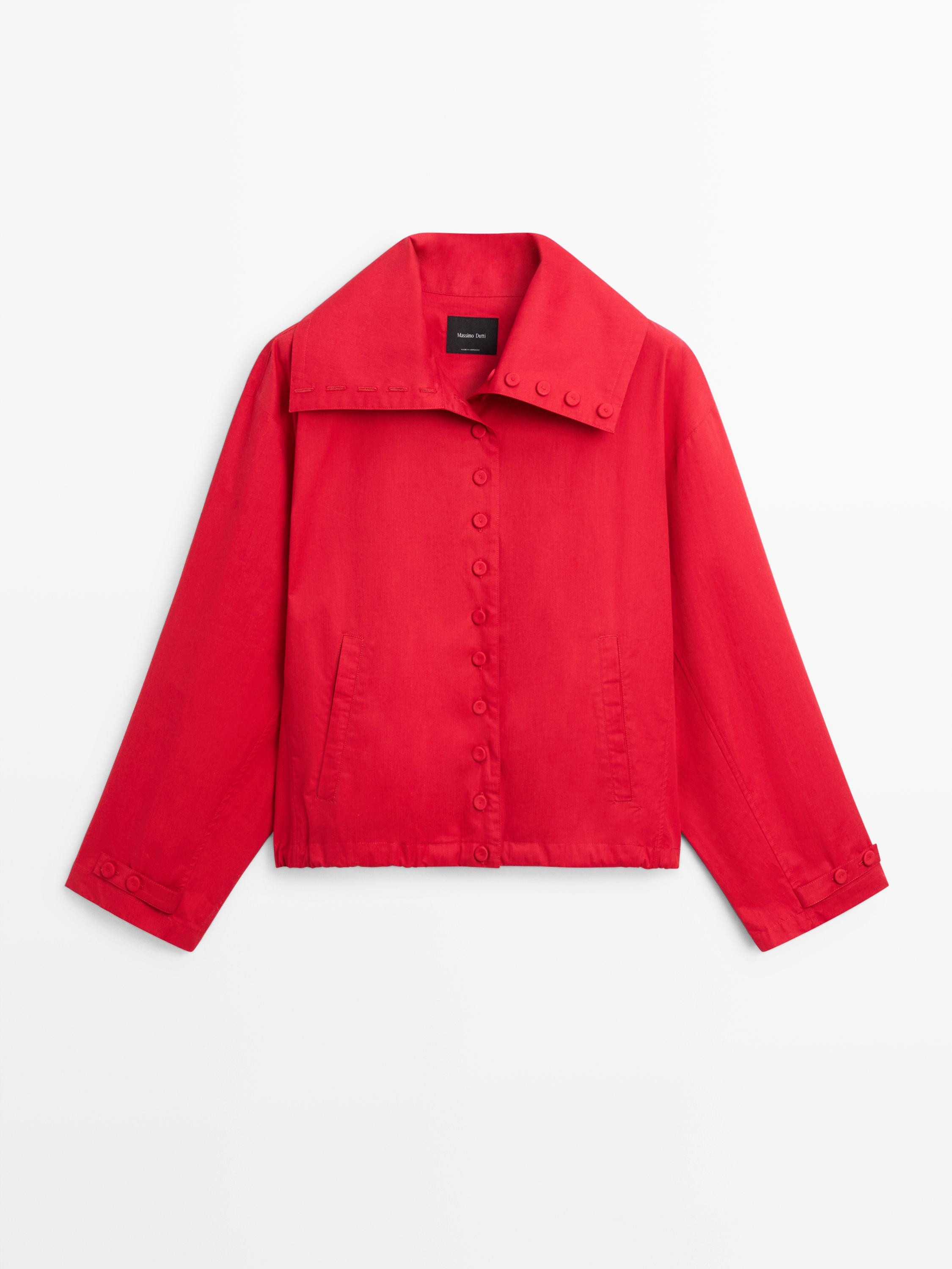 Lightweight cotton jacket with button details | Massimo Dutti UK