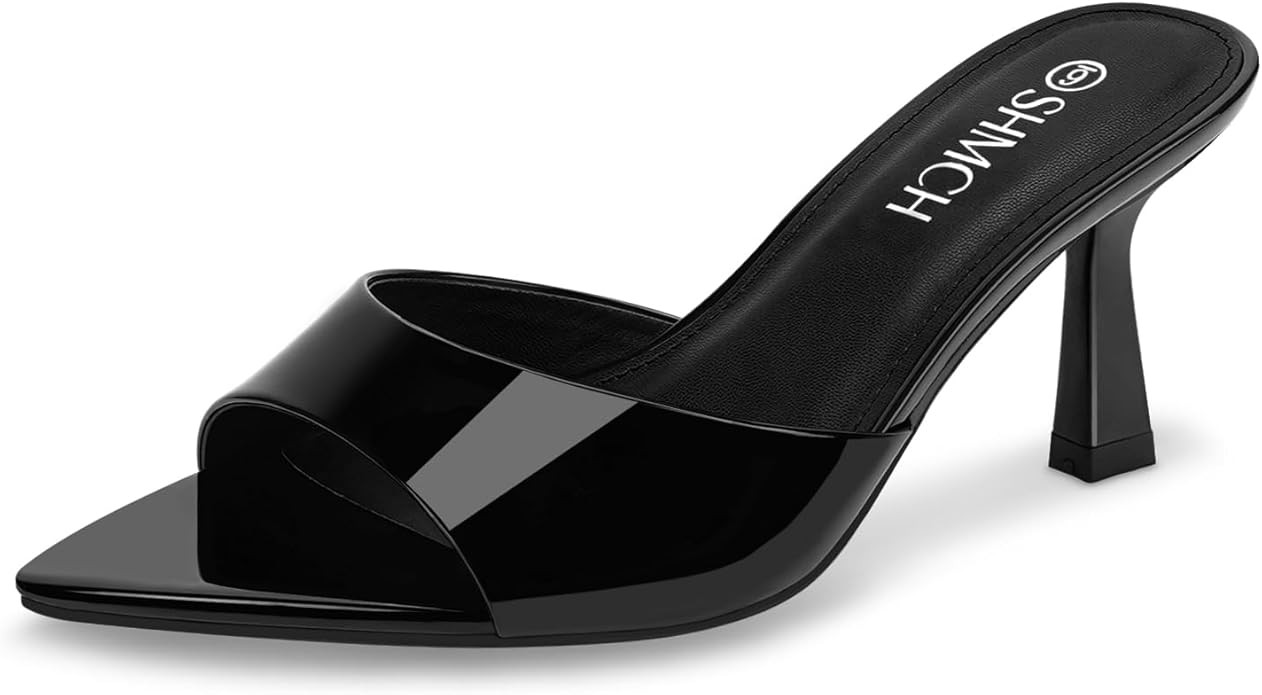 Women’s Pointed Toe Mule Sandal Heels, Slip On Open Toe Kitten Heels for Women, Heeled Sandals ... | Amazon (US)