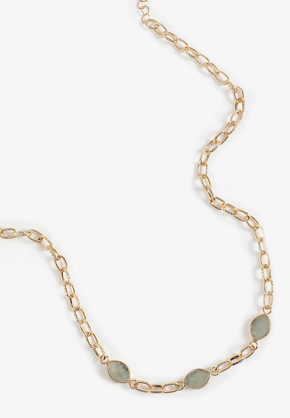 Grey Agate Stone Gold Oval Link Necklace | Maurices