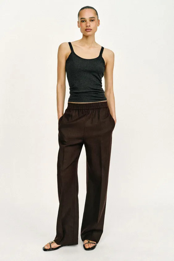 STRAIGHT TROUSERS WITH LINEN | Zara UK