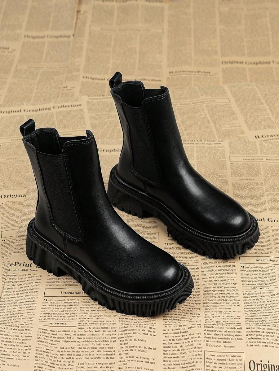 Fall/Winter Women's 2025 New Spring & Autumn Boots, Fashion Thick Bottom Chelsea Short Boots,Boot... | SHEIN