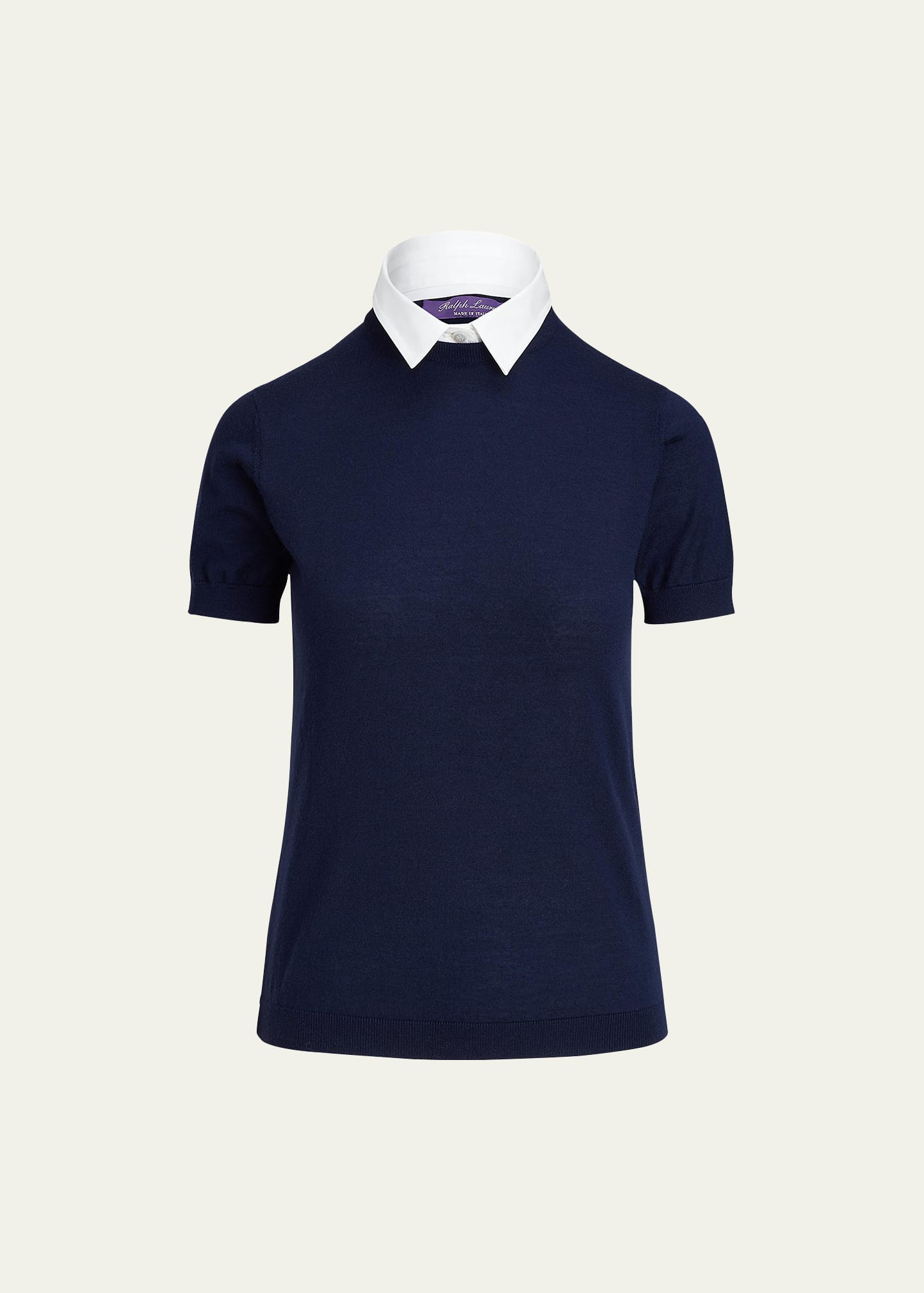 Ralph Lauren Collection Short-Sleeve Cashmere Sweater w/ Detachable Collar | Bergdorf Goodman