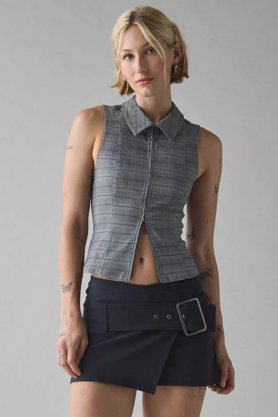 BDG Ledia Collared Zip-Front Vest Top | Urban Outfitters (US and RoW)