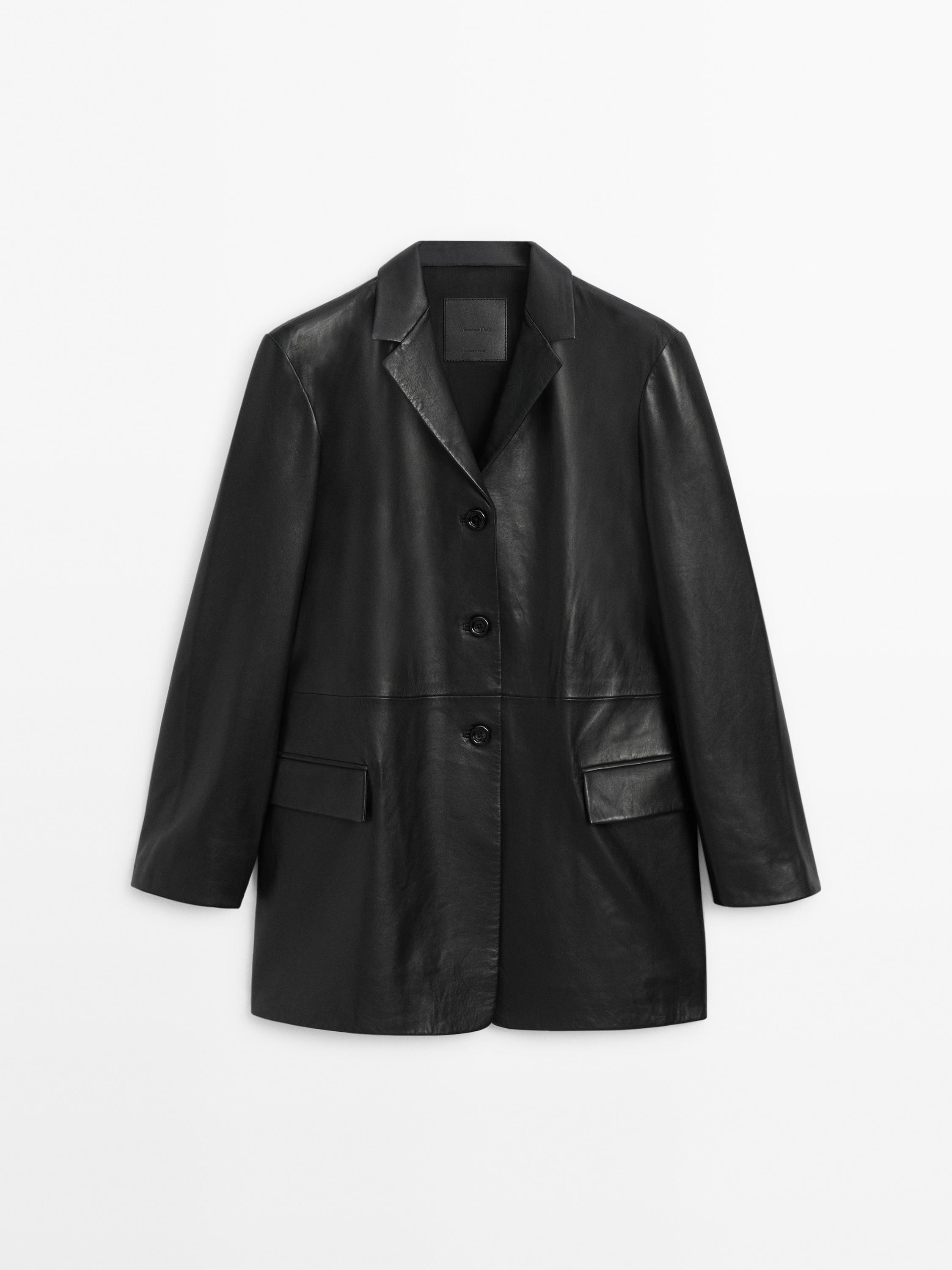 Oversize nappa leather blazer | Massimo Dutti UK