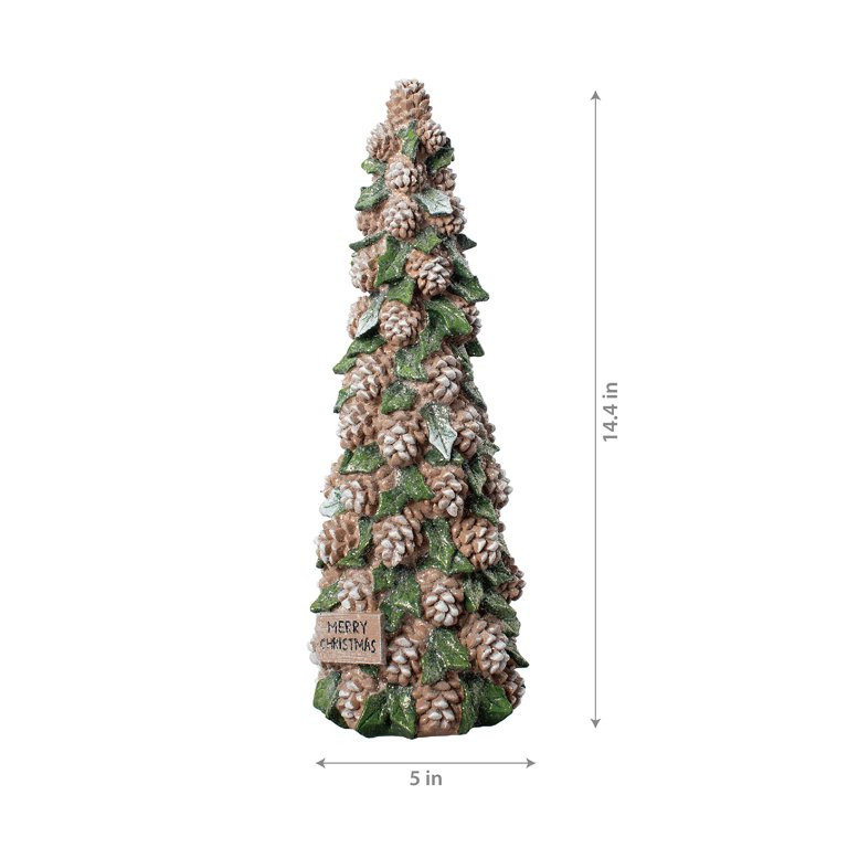 Large Brown Polyresin Pinecone Christmas Tree Tabletop Decoration, 14.4 in, by Holiday Time - Wal... | Walmart (US)