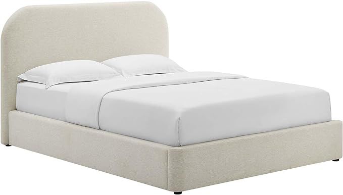 Modway Keynote Modern Queen Bed Frame with Curve Shaped Headboard in Heathered Weave Ivory, Woven... | Amazon (US)