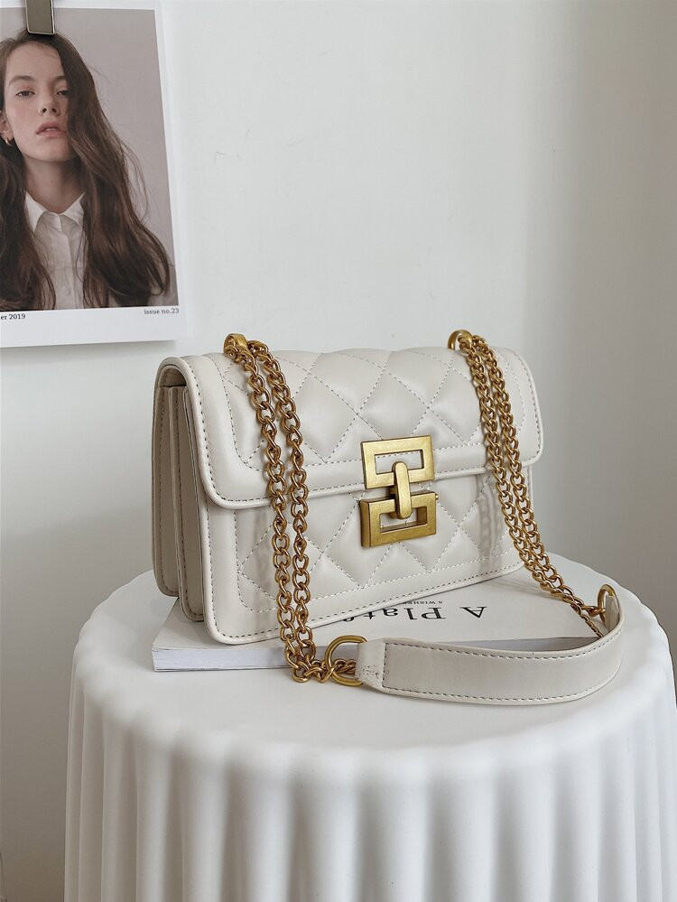 Minimalist Quilted Chain Flap Square Bag | SHEIN