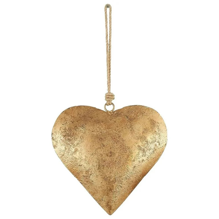 JoyMoreHome Rustic Elegance Metal Heart Wall Decor in Antique Gold Finish, Vintage Wall Hanging A... | Walmart (US)