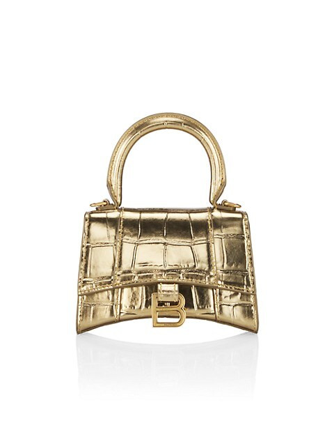 Hourglass Super Nano Croc-Embossed Leather Top-Handle Bag | Saks Fifth Avenue