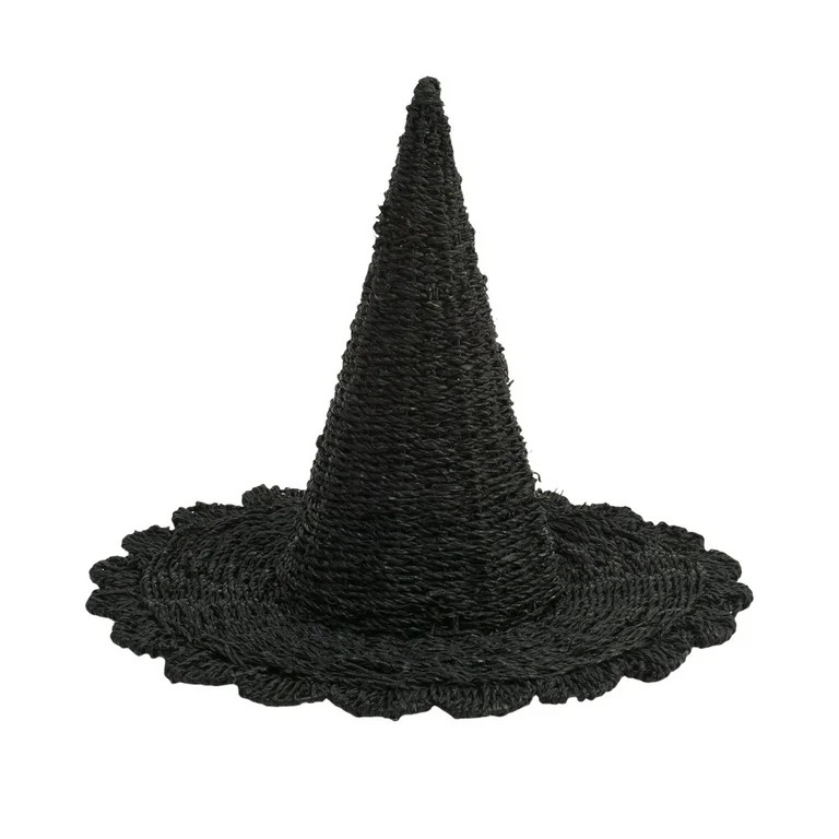 2025 New Wicker Rattan Woven Halloween Witch Hat with Scalloped Decor – 9.8-Inch Handmade Woven... | Walmart (US)
