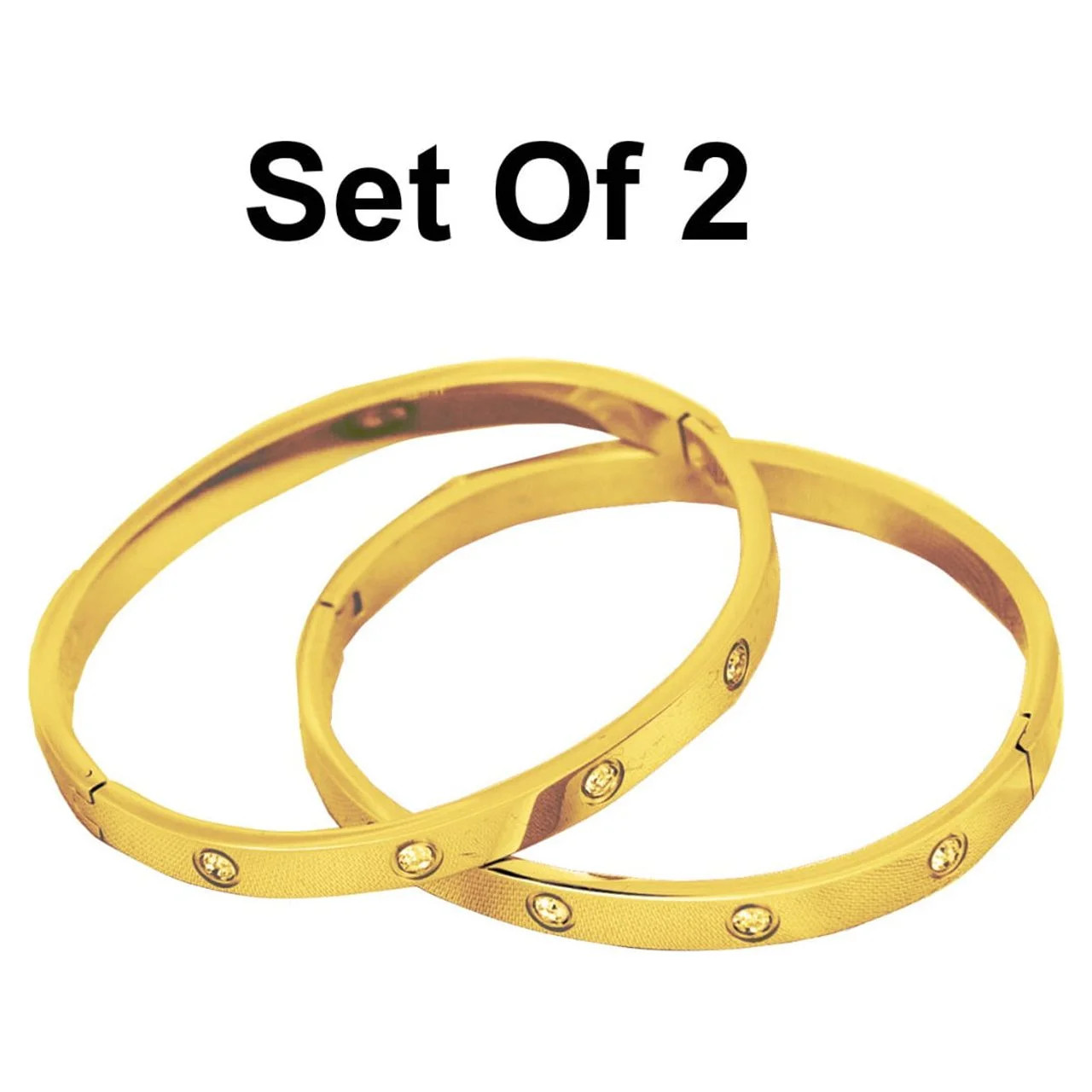 Keyo & CO. 14k Bonded Gold Love Friendship Bangle Bracelets for Women, 2 Pack, Stainless Steel - ... | Walmart (US)